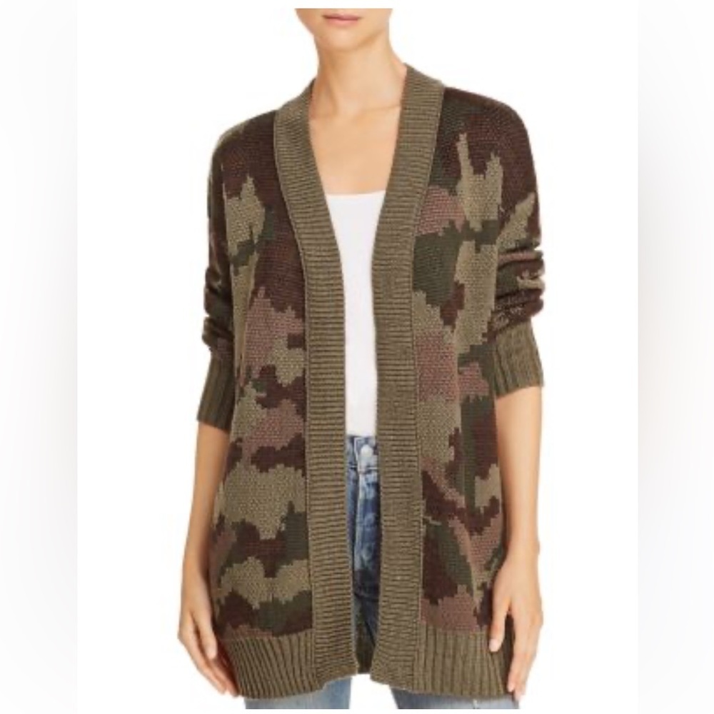 Aqua olive green brown como sweater cardigan size large